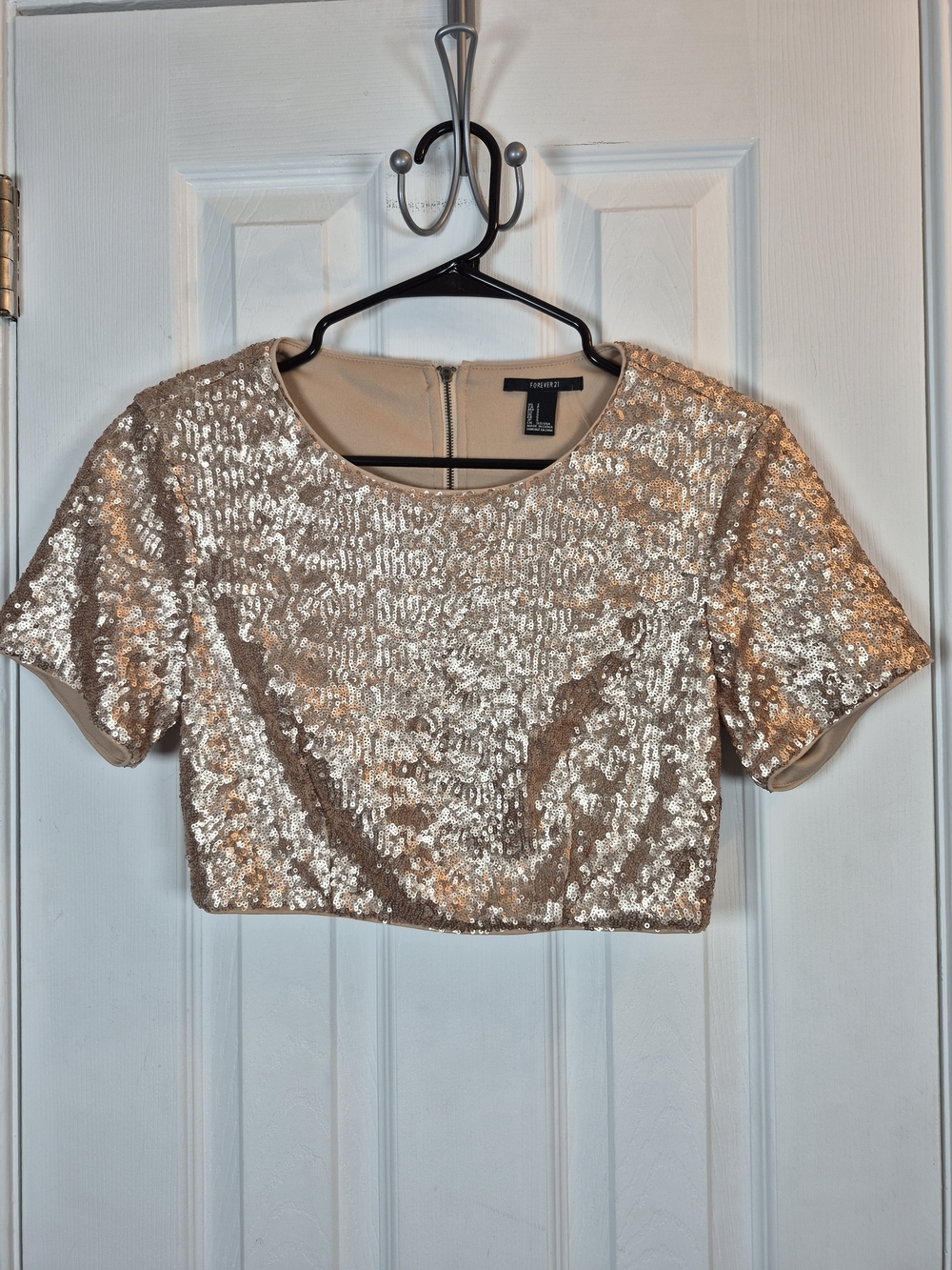 NWT Vintage Y2K Forever 21 Gold Sequin Crop Top Indie Sleaze NYE Festival M
